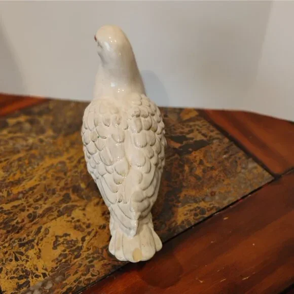 Vintage Majolica White Dove Figurine 9" Tall x 11" Long Chip on Tail Italy - Picture 8 of 13